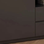 Modern Black Wooden TV Stand with Cable Management