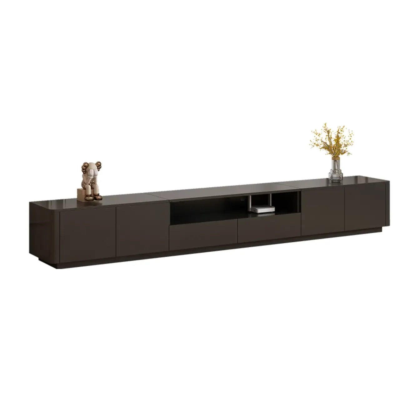 Modern Black Wooden TV Stand with Cable Management