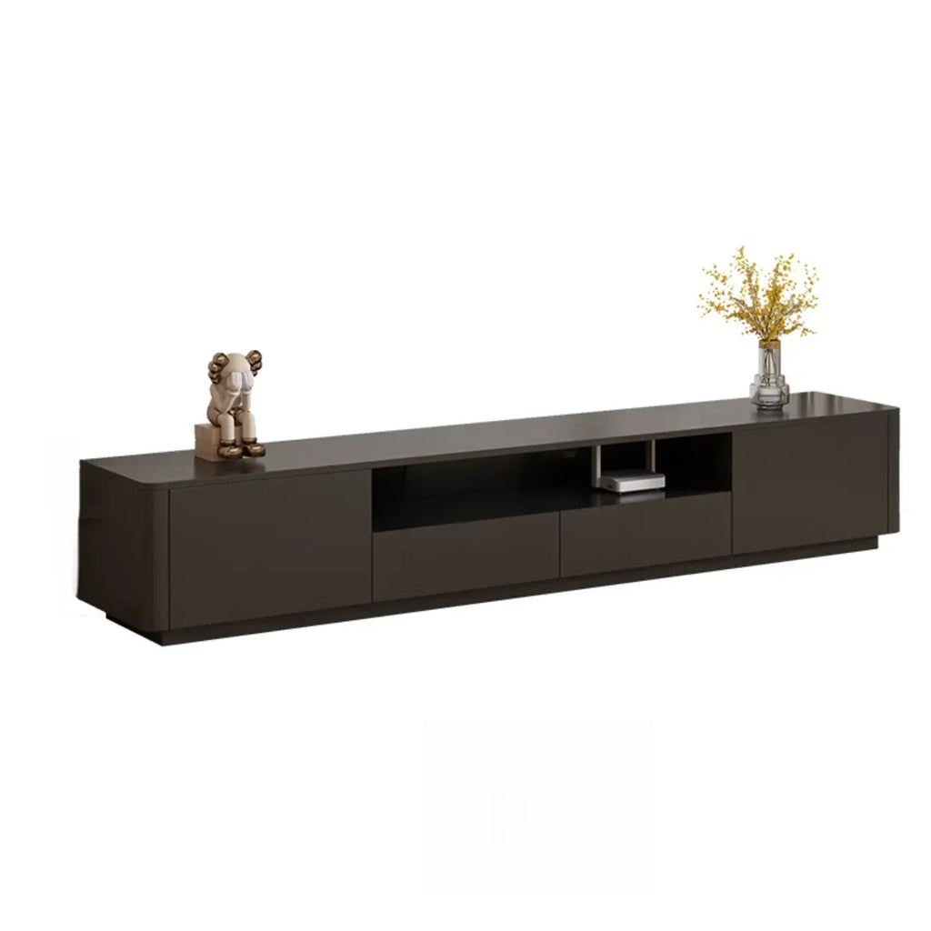 Modern Black Wooden TV Stand with Cable Management