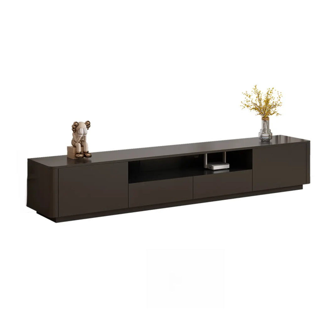 Modern Black Wooden TV Stand with Cable Management