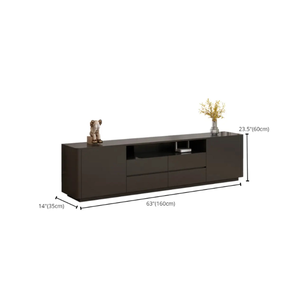 Modern Black Wooden TV Stand with Cable Management
