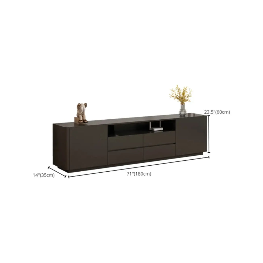 Modern Black Wooden TV Stand with Cable Management