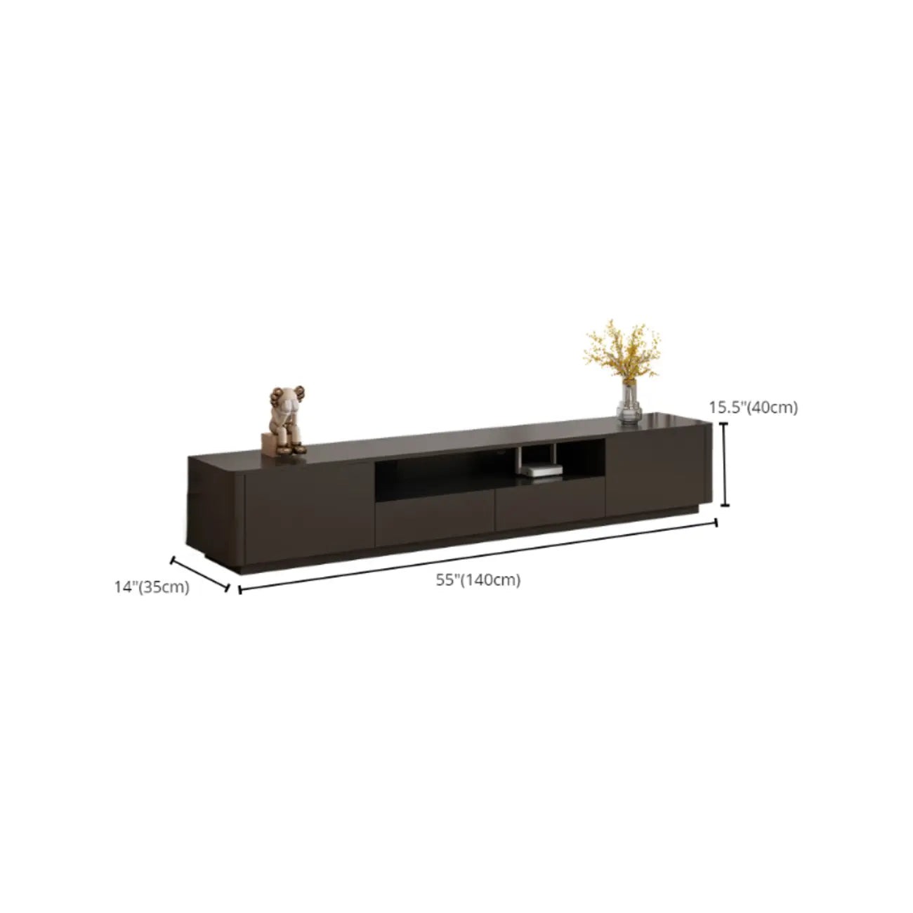 Modern Black Wooden TV Stand with Cable Management