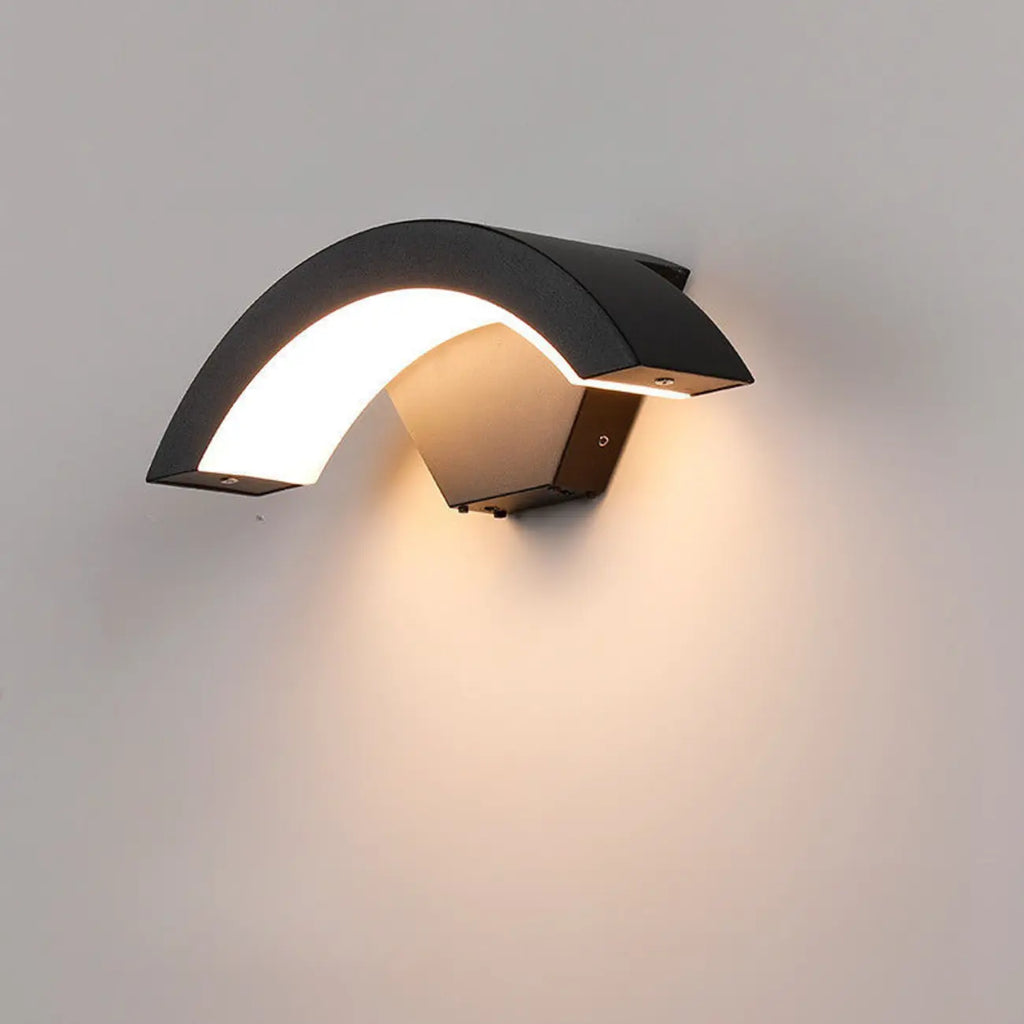 Modern Metal Arc Down Shade LED Outdoor Wall Sconce