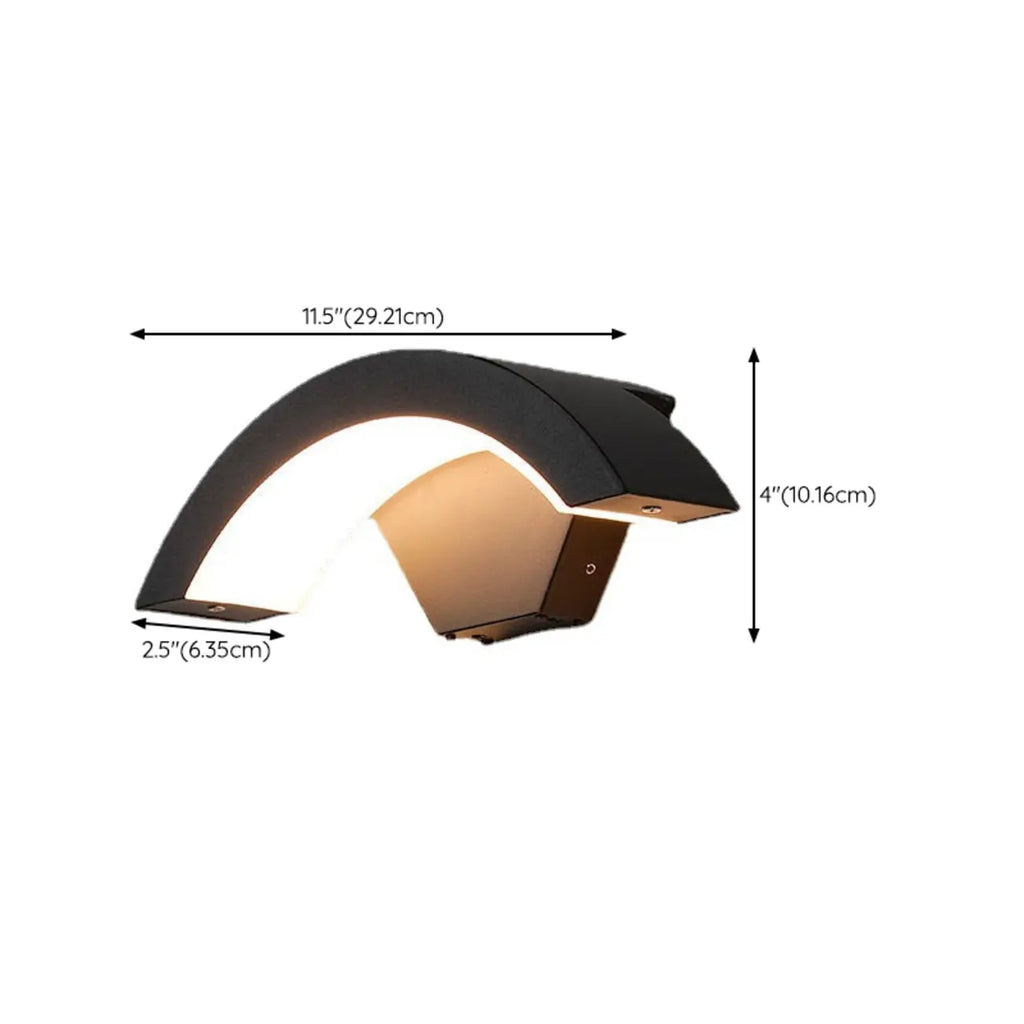 Modern Metal Arc Down Shade LED Outdoor Wall Sconce