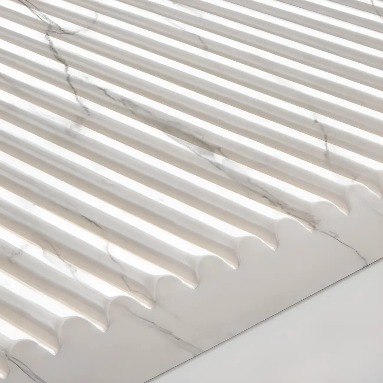 Trendy Marble-Textured Striped Wood Glass Storage Cabinet