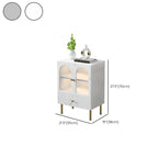 Trendy Marble-Textured Striped Wood Glass Storage Cabinet