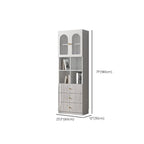 Trendy Marble-Textured Striped Wood Glass Storage Cabinet