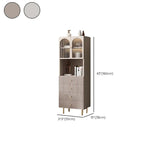 Trendy Marble-Textured Striped Wood Glass Storage Cabinet