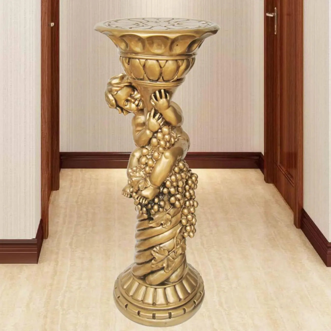 Victorian Gold Acrylic Round Hall Display Plant Stand