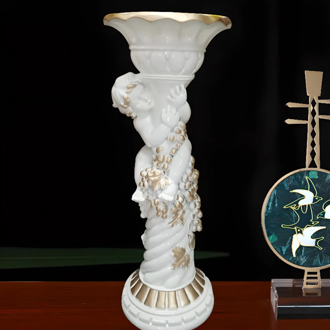 Victorian Gold Acrylic Round Hall Display Plant Stand