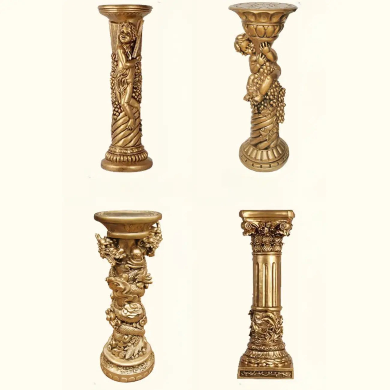 Victorian Gold Acrylic Round Hall Display Plant Stand