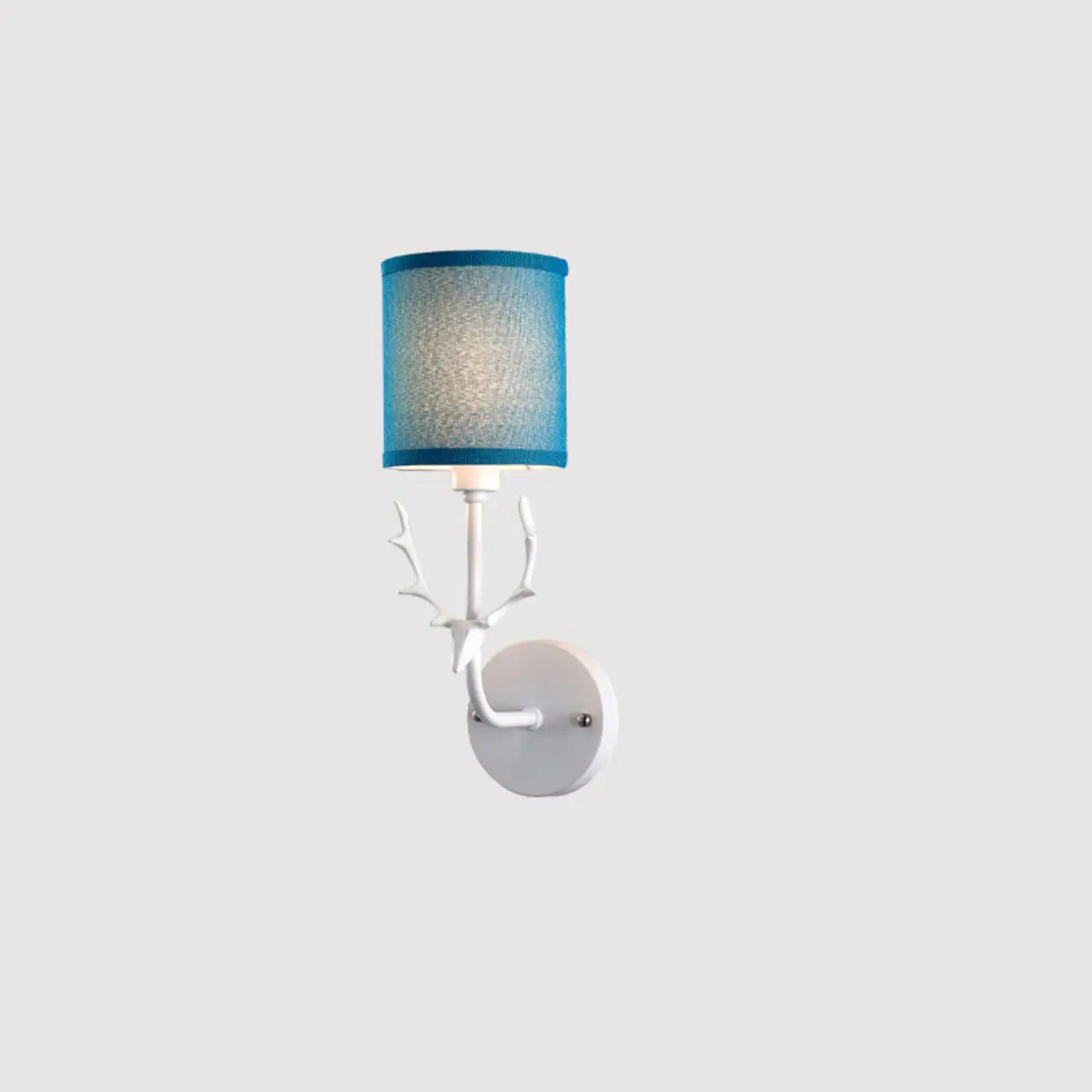 Vintage Antler Wall Sconce with Fabric Shade for Living Room