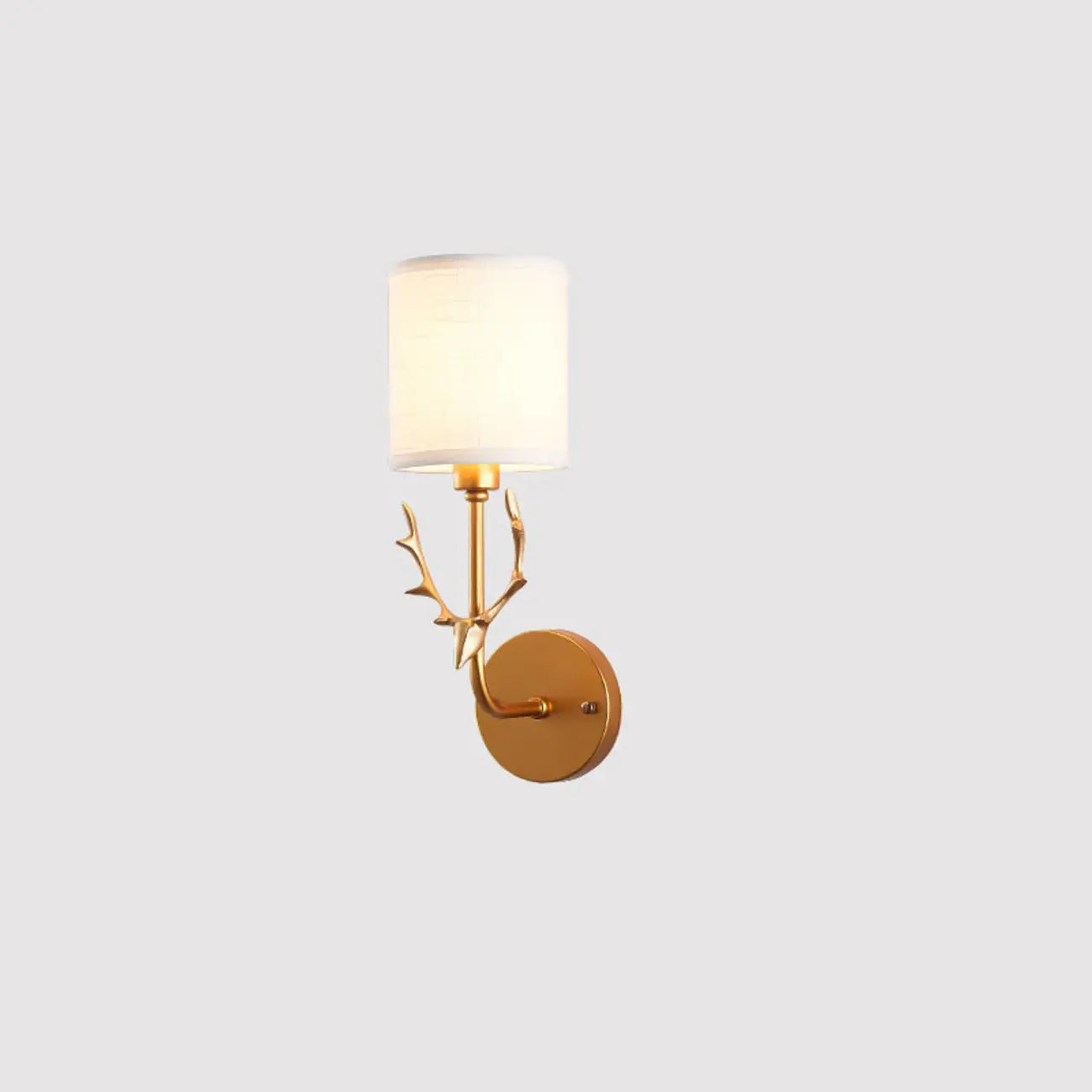 Vintage Antler Wall Sconce with Fabric Shade for Living Room