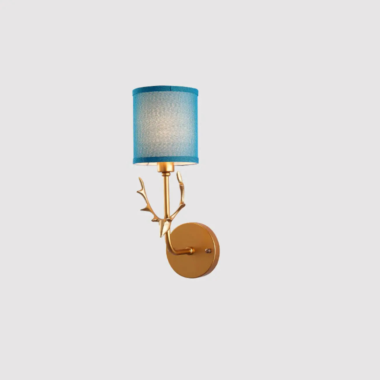 Vintage Antler Wall Sconce with Fabric Shade for Living Room