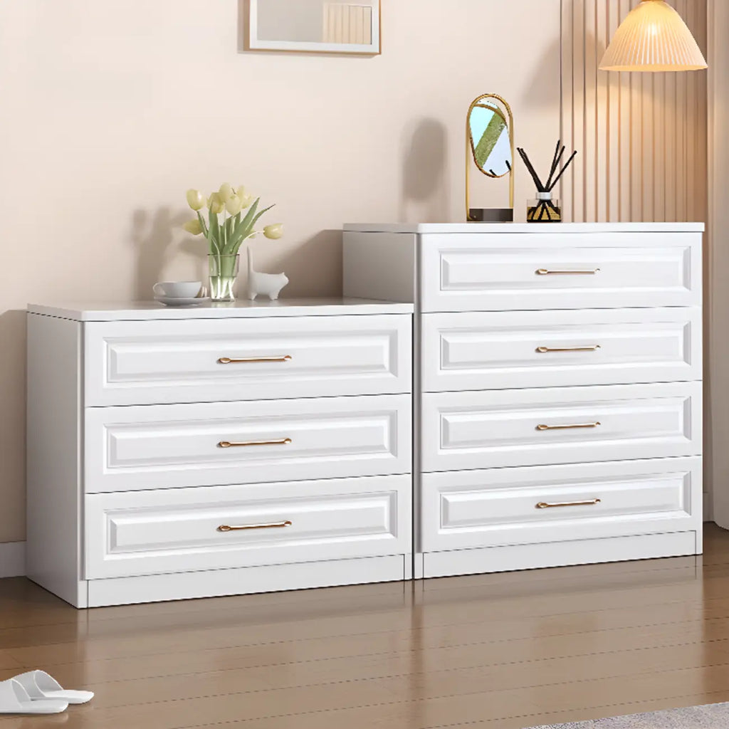 Modern Elegant White Wood Gold Handle Storage Chests