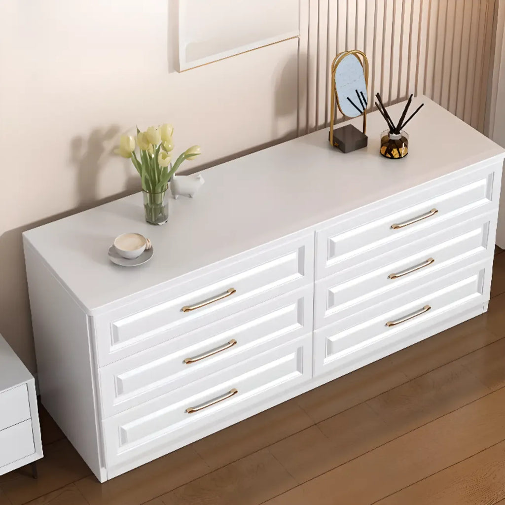 Modern Elegant White Wood Gold Handle Storage Chests
