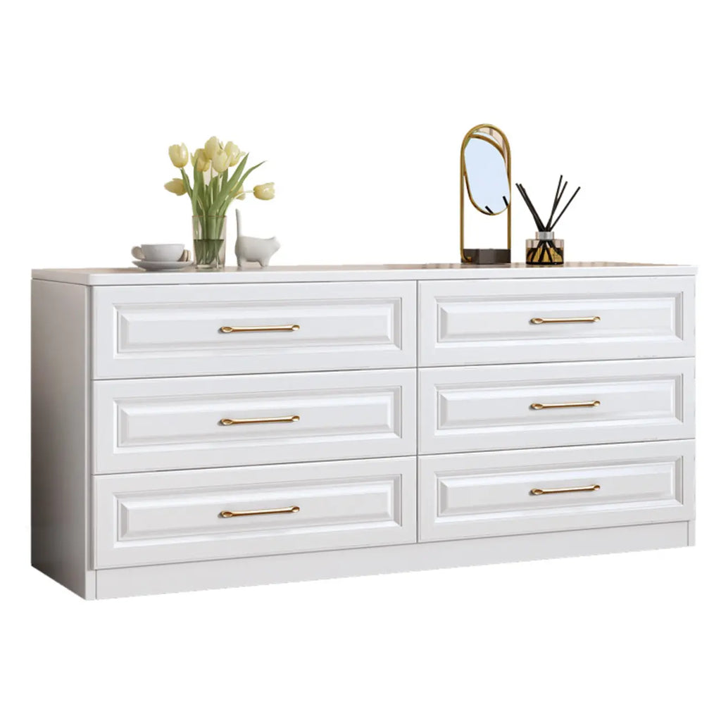 Modern Elegant White Wood Gold Handle Storage Chests