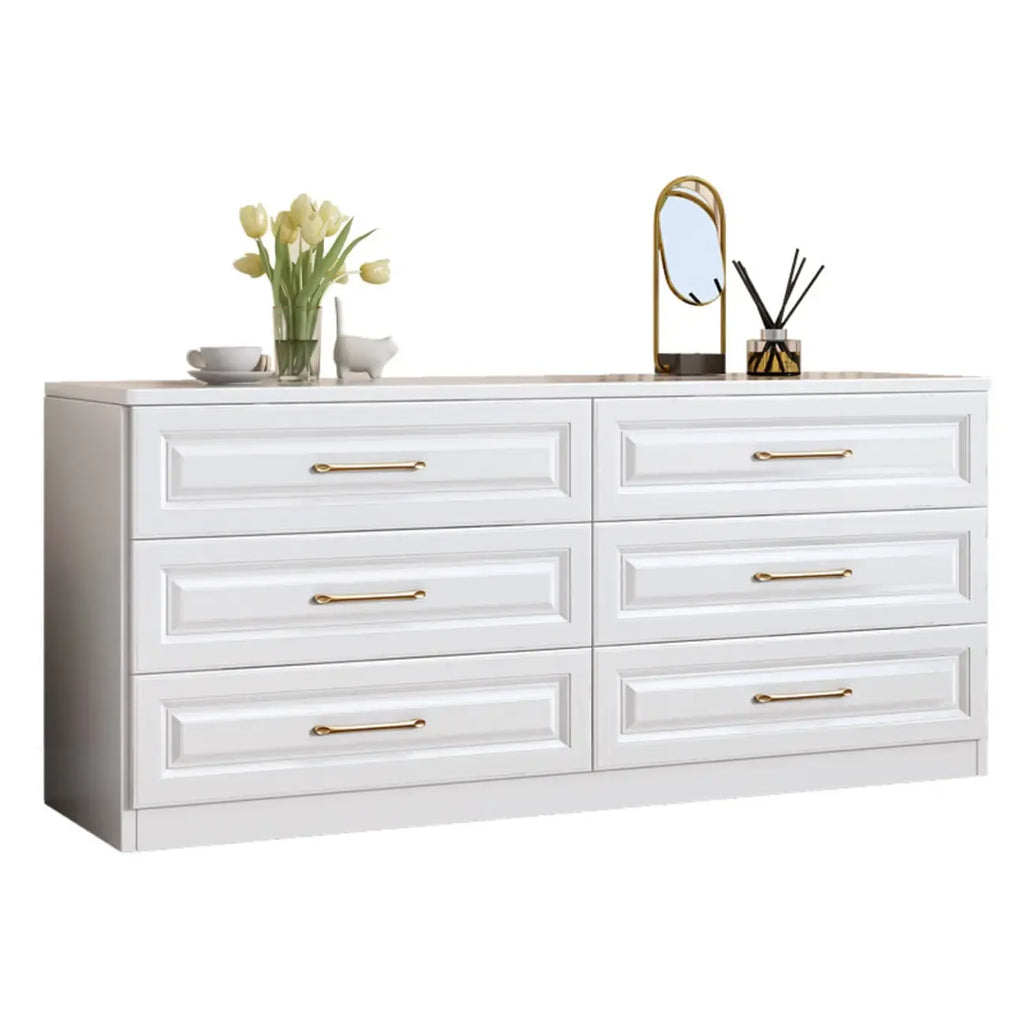 Modern Elegant White Wood Gold Handle Storage Chests