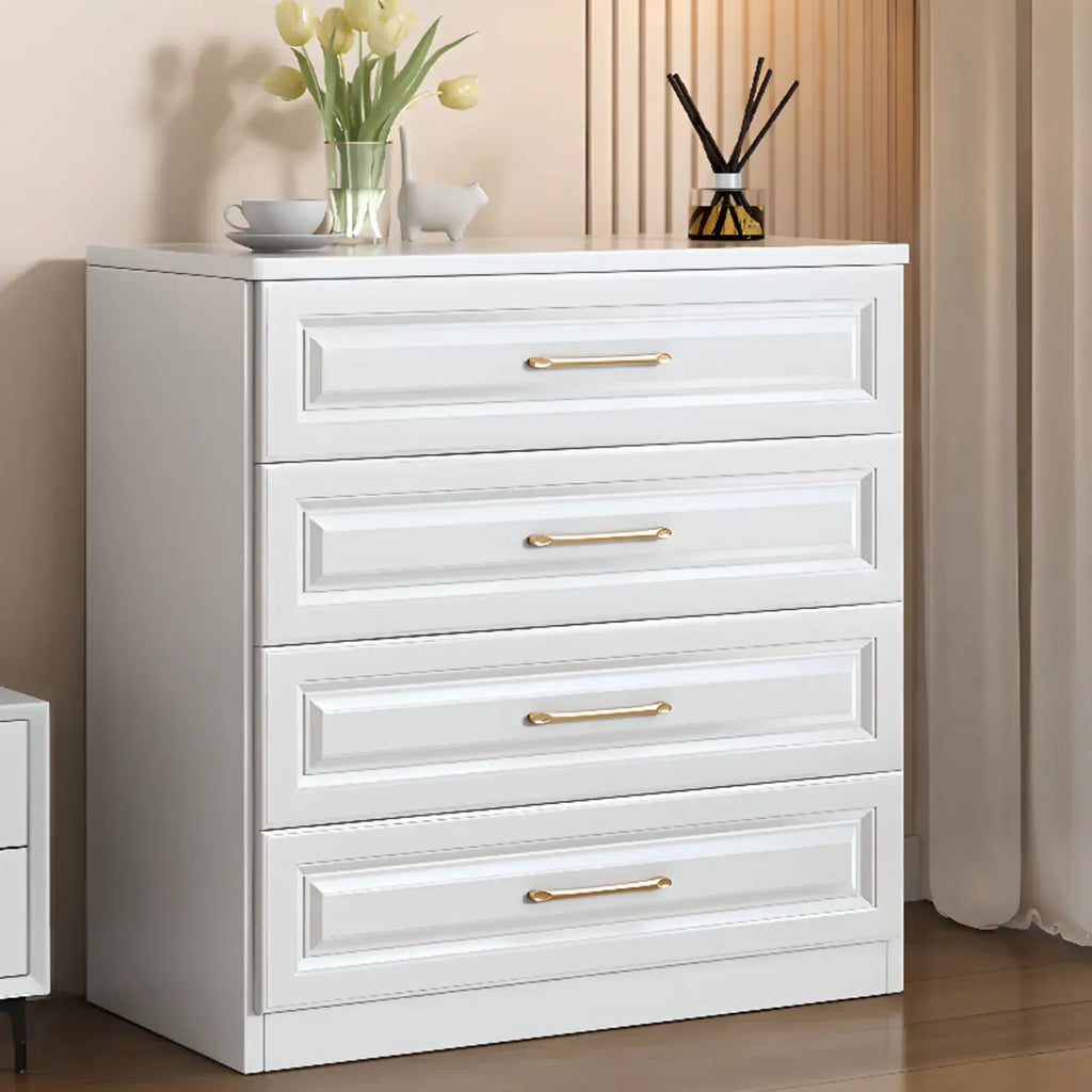 Modern Elegant White Wood Gold Handle Storage Chests