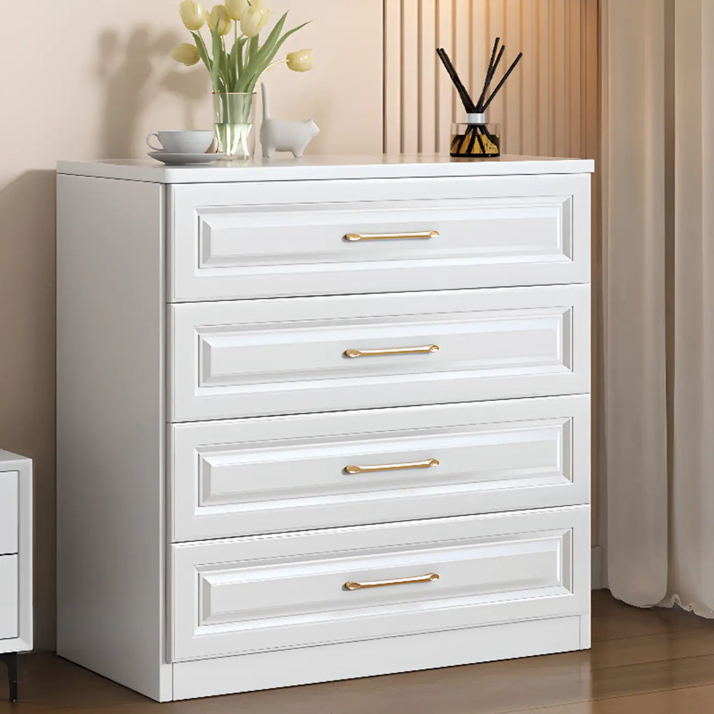 Modern Elegant White Wood Gold Handle Storage Chests
