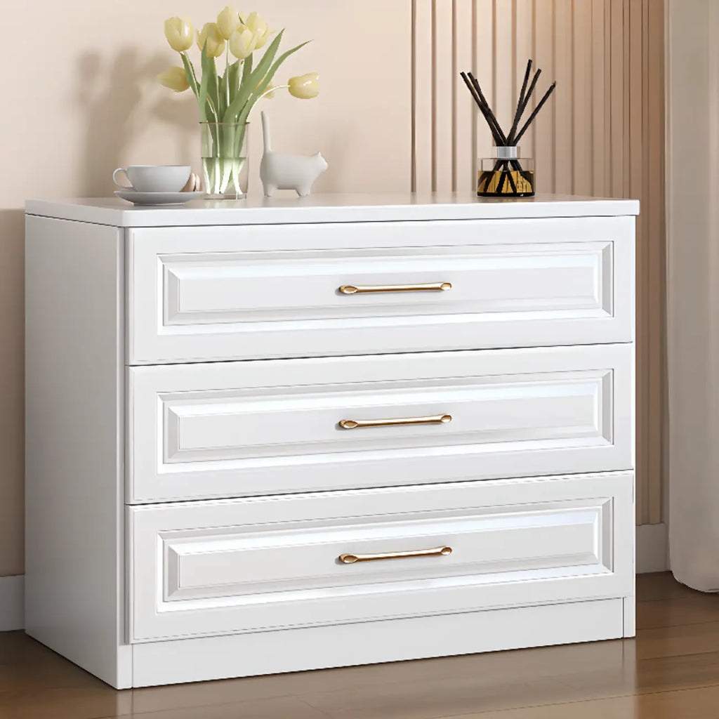 Modern Elegant White Wood Gold Handle Storage Chests