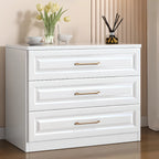 Modern Elegant White Wood Gold Handle Storage Chests