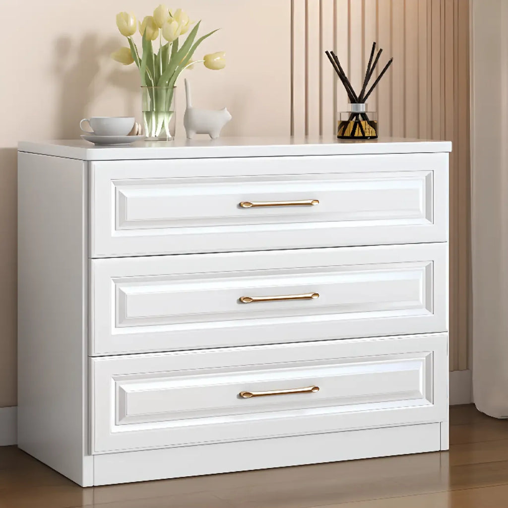 Modern Elegant White Wood Gold Handle Storage Chests