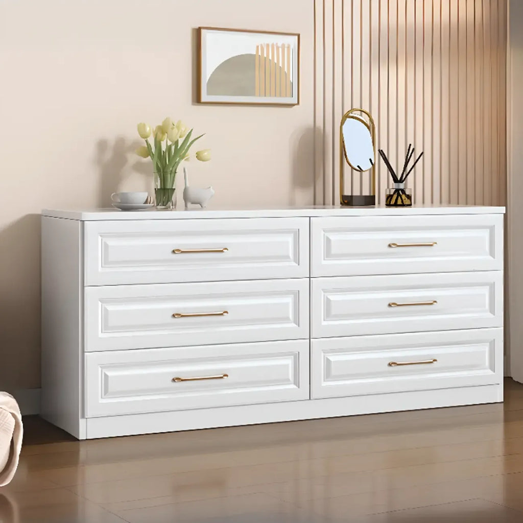 Modern Elegant White Wood Gold Handle Storage Chests