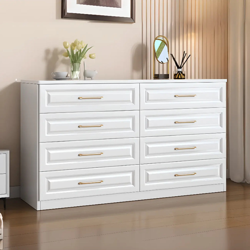 Modern Elegant White Wood Gold Handle Storage Chests