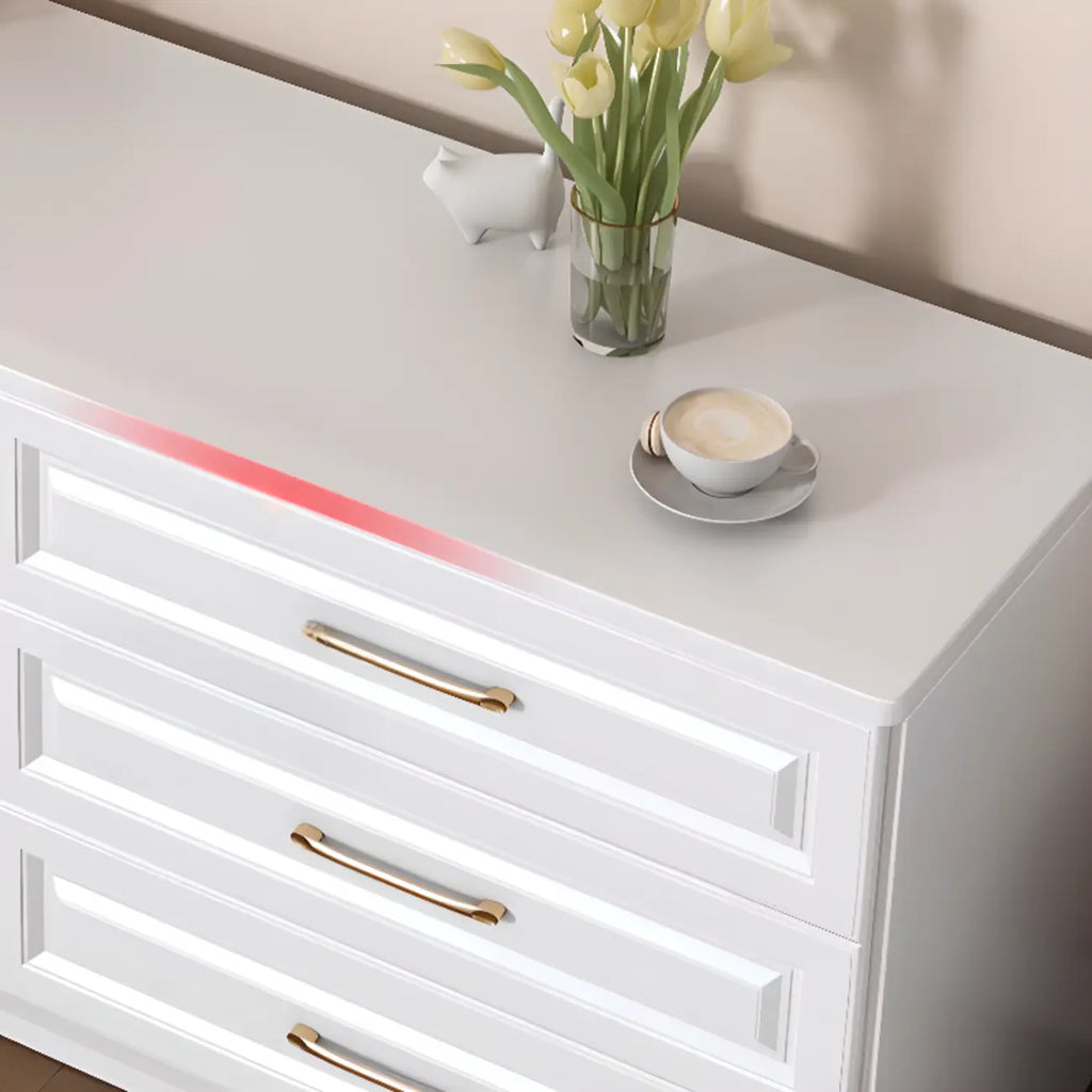 Modern Elegant White Wood Gold Handle Storage Chests