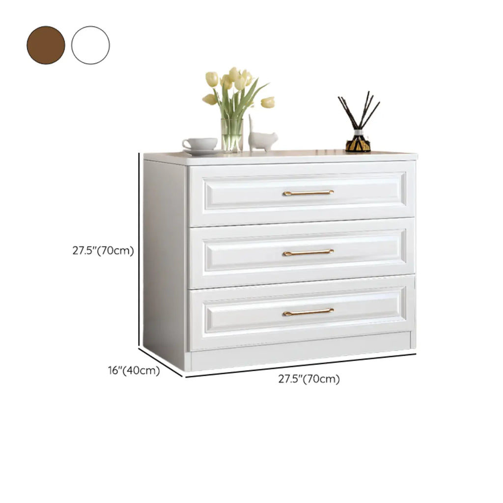 Modern Elegant White Wood Gold Handle Storage Chests