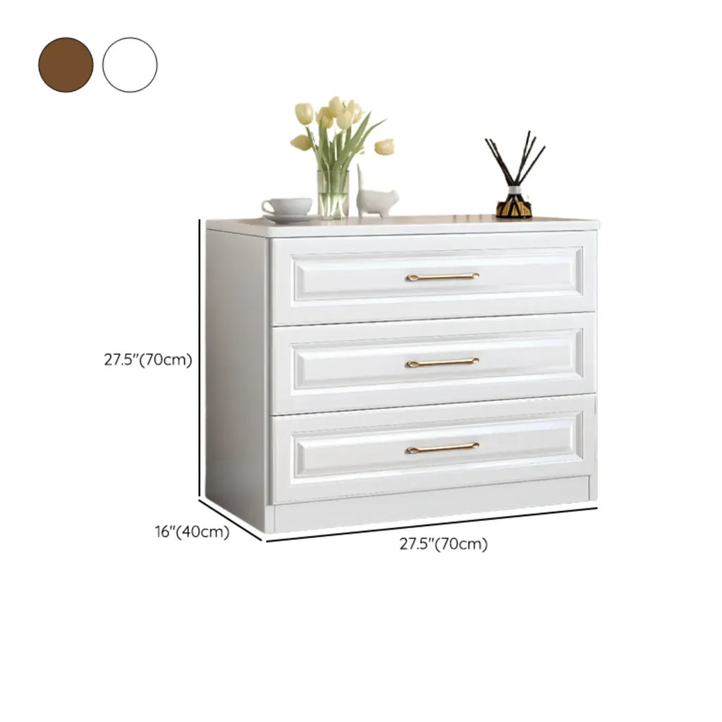 Modern Elegant White Wood Gold Handle Storage Chests