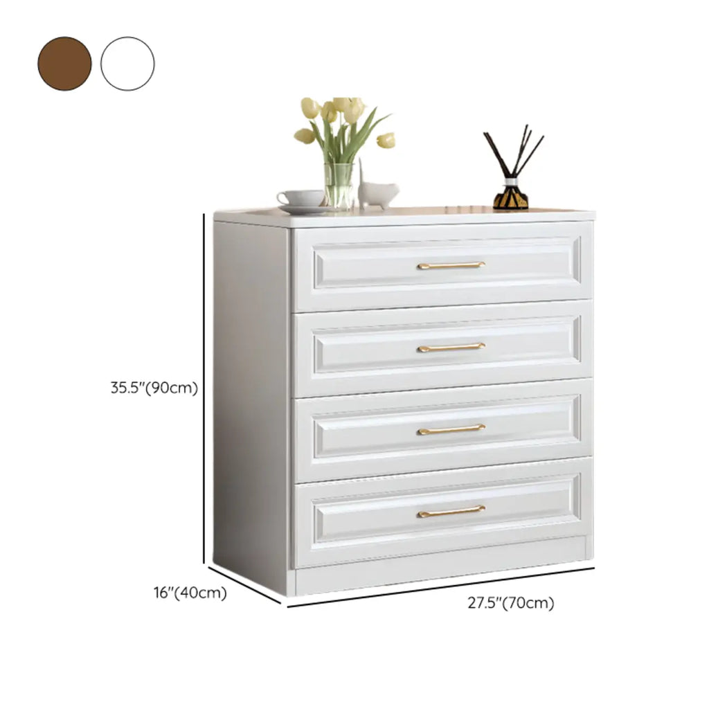 Modern Elegant White Wood Gold Handle Storage Chests