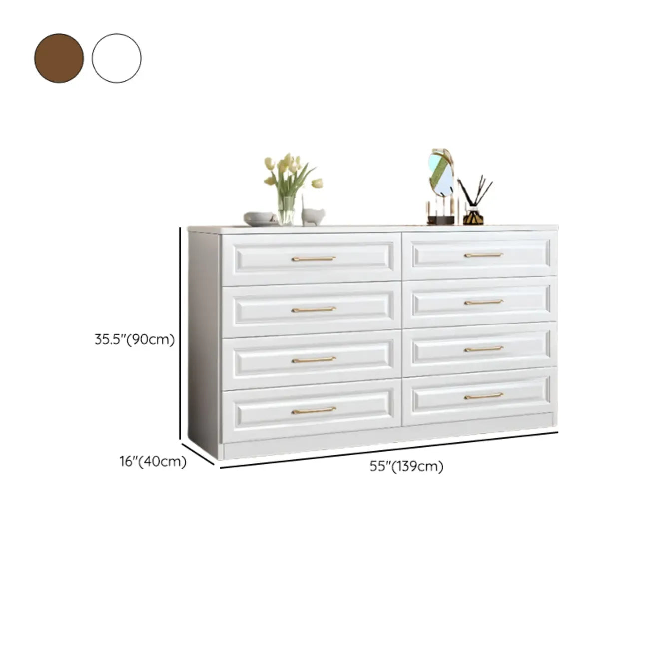 Modern Elegant White Wood Gold Handle Storage Chests