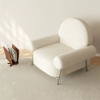 White Upholstered Arm Accent Chair for Living Room