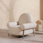 White Upholstered Arm Accent Chair for Living Room