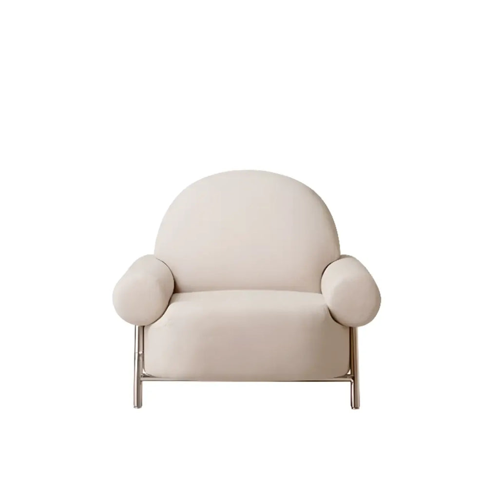 White Upholstered Arm Accent Chair for Living Room