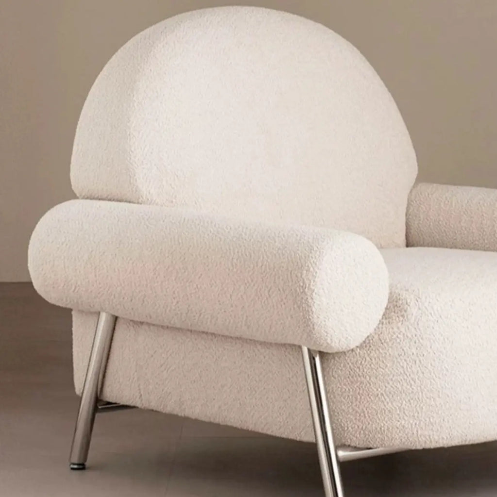 White Upholstered Arm Accent Chair for Living Room