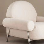 White Upholstered Arm Accent Chair for Living Room