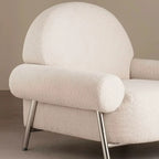 White Upholstered Arm Accent Chair for Living Room