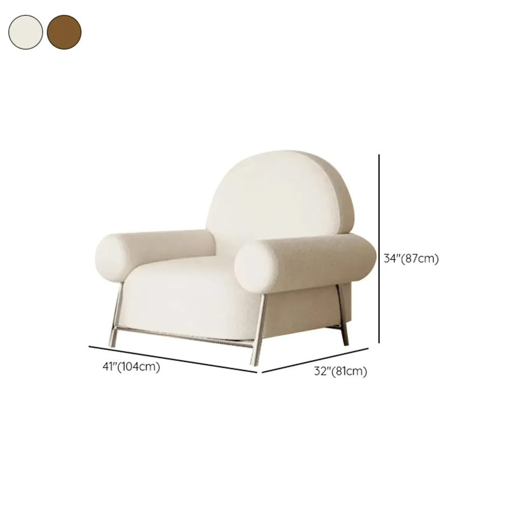 White Upholstered Arm Accent Chair for Living Room