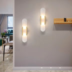 Nordic 2-Light Gold Oval Alabaster Wall Lamp
