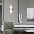 Nordic 2-Light Gold Oval Alabaster Wall Lamp
