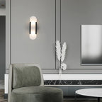 Nordic 2-Light Gold Oval Alabaster Wall Lamp