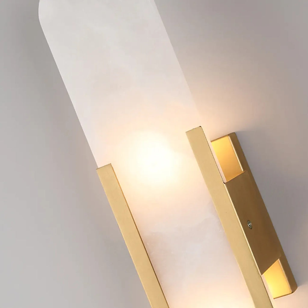 Nordic 2-Light Gold Oval Alabaster Wall Lamp