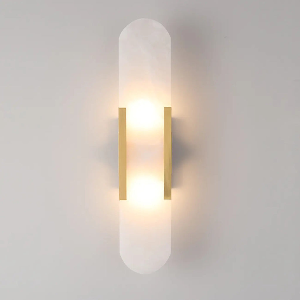 Nordic 2-Light Gold Oval Alabaster Wall Lamp