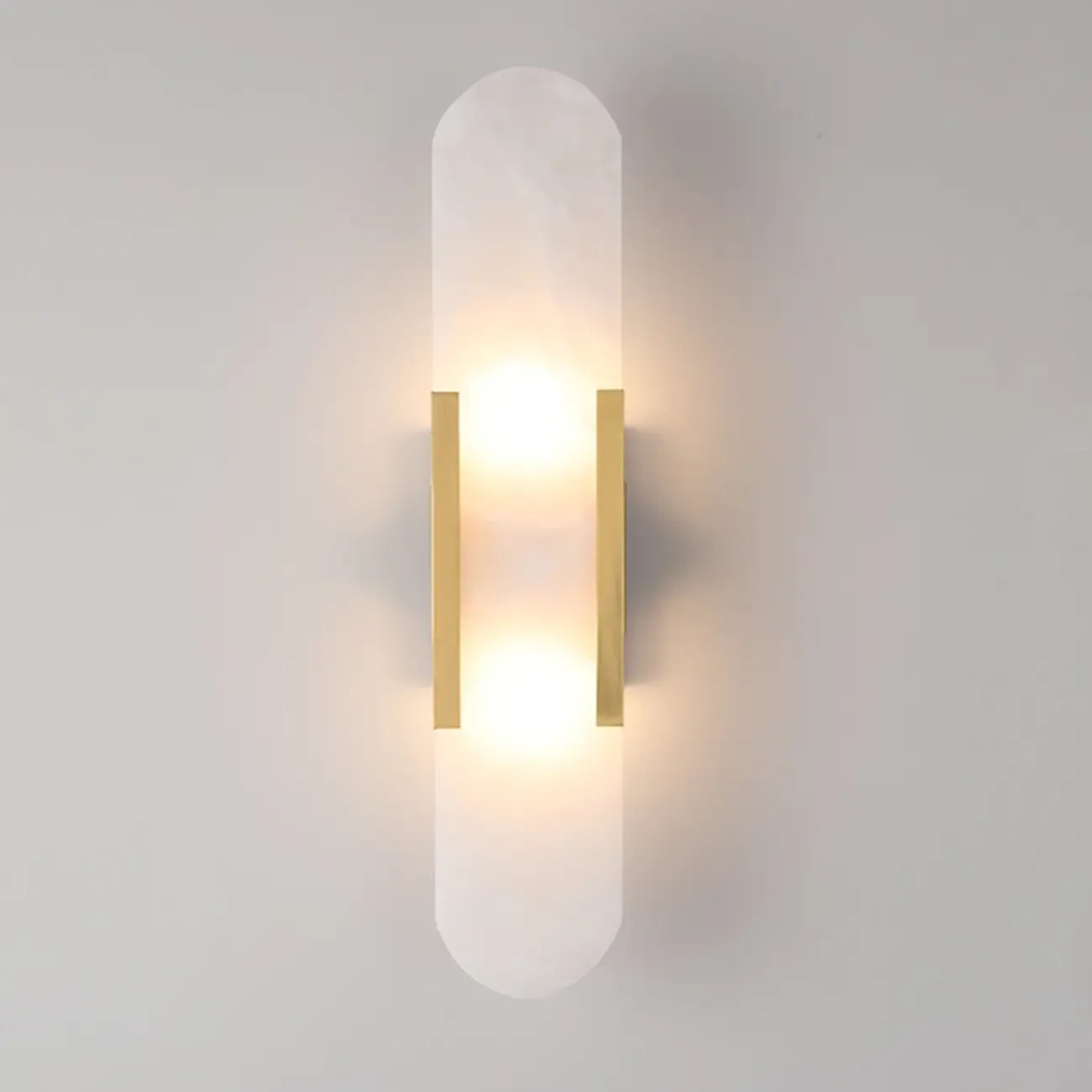 Nordic 2-Light Gold Oval Alabaster Wall Lamp