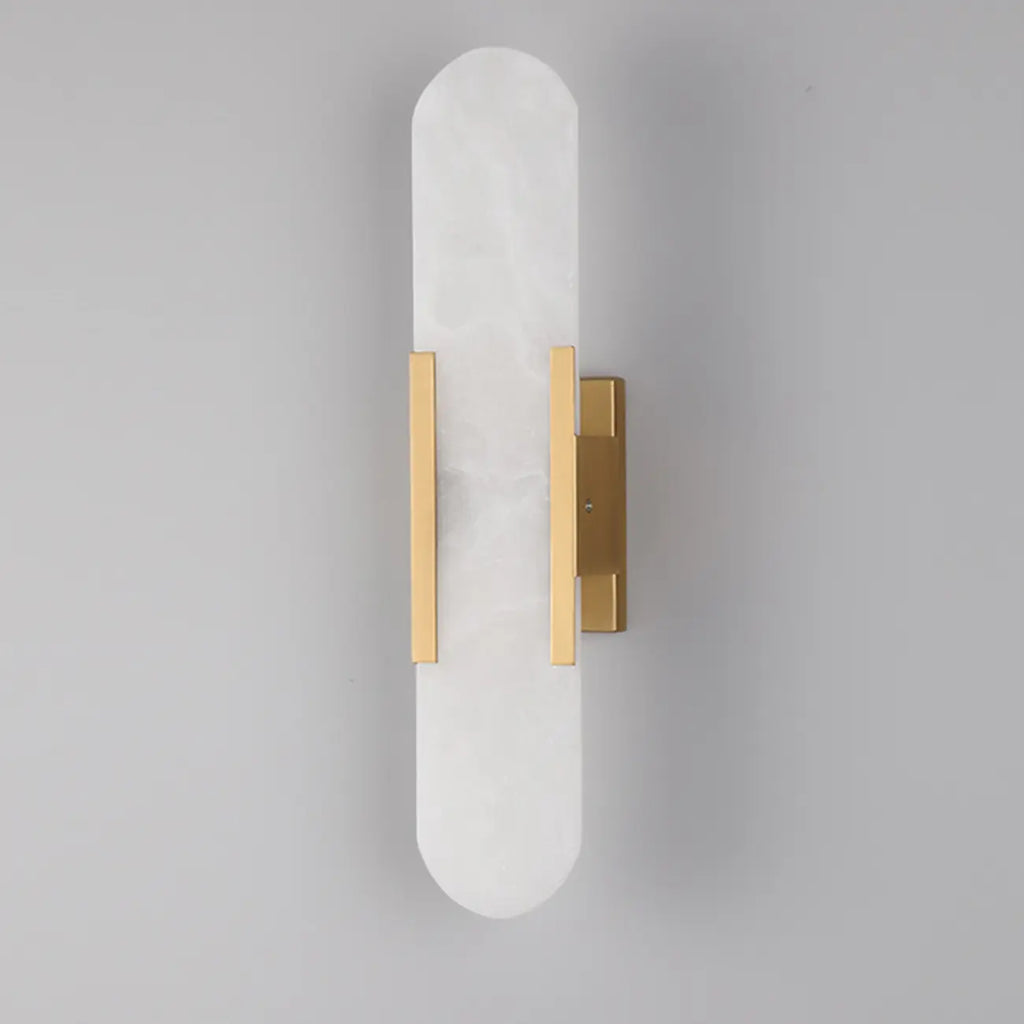 Nordic 2-Light Gold Oval Alabaster Wall Lamp