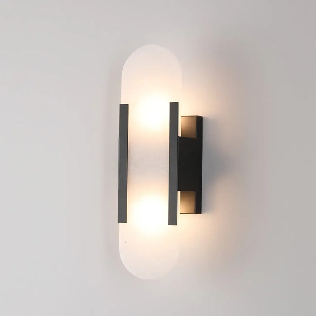 Nordic 2-Light Gold Oval Alabaster Wall Lamp